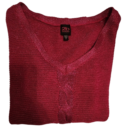 Bebe Shiny Sweater Fuchsia Pink - Picture 4 of 5